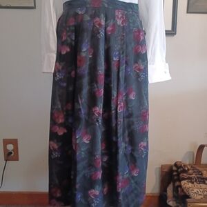 Vintage LA Rose Pleated Floral Maxi Skirt - Women's Size 14